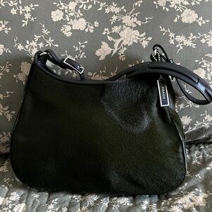 Coach Dark Green calf hair and black Leather Women's Bag
